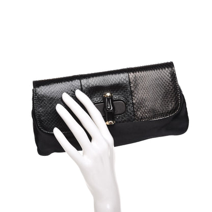 Gucci Python Satin Bamboo Clutch Black 2 of 8