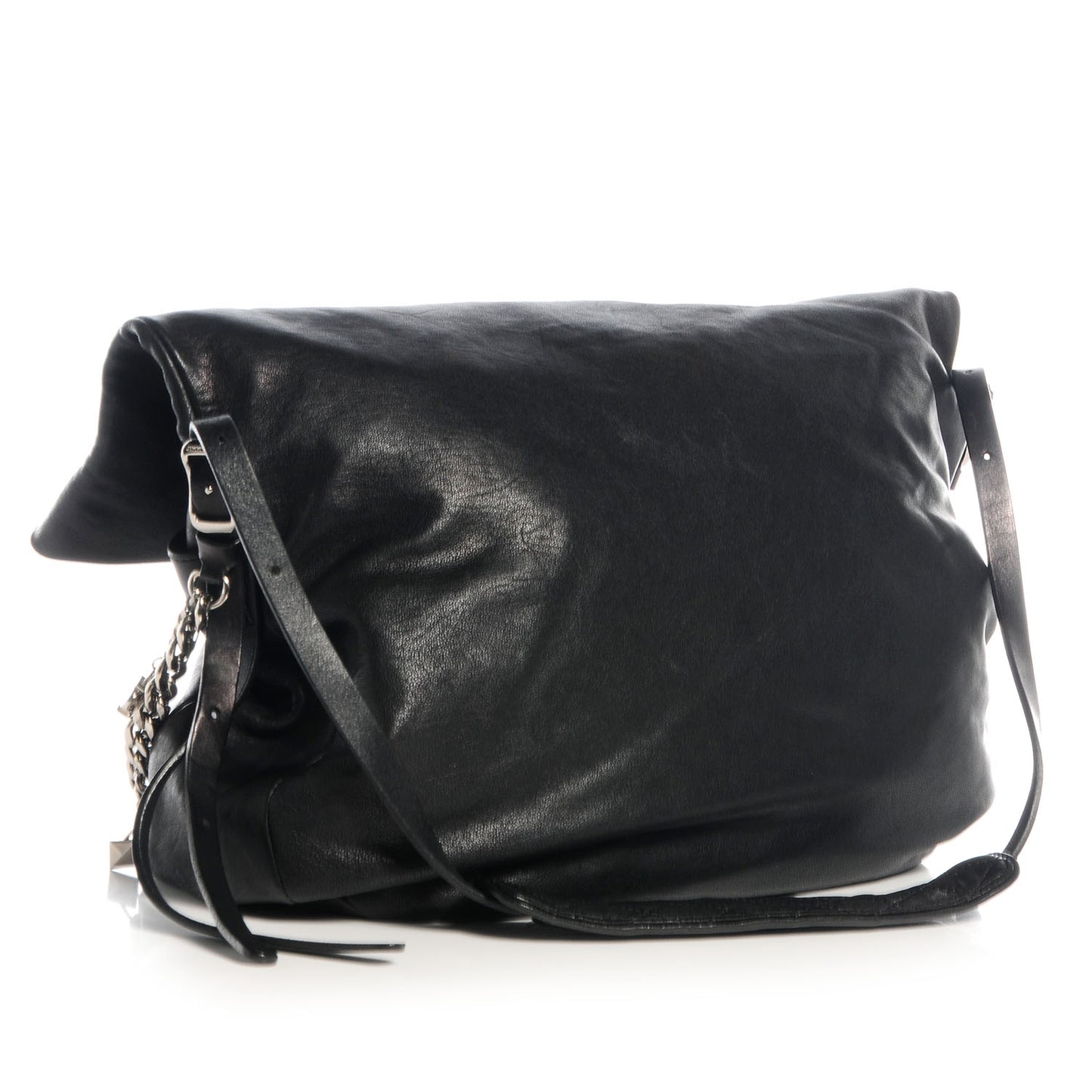 Biker Leather Large Crossbody Black