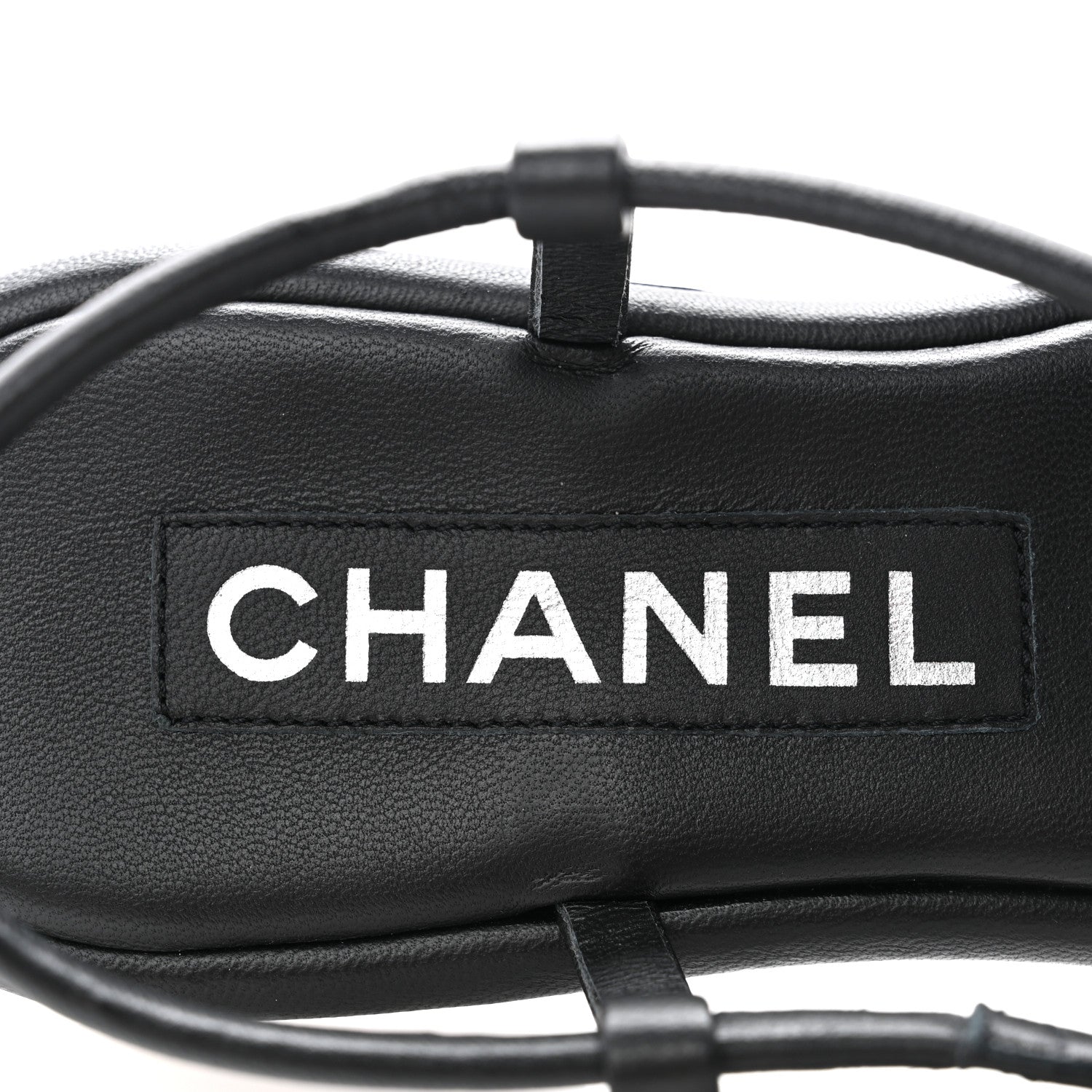 Chanel Lambskin Crystal Baguette CC Thong Sandals 38 Black 6 of 8
