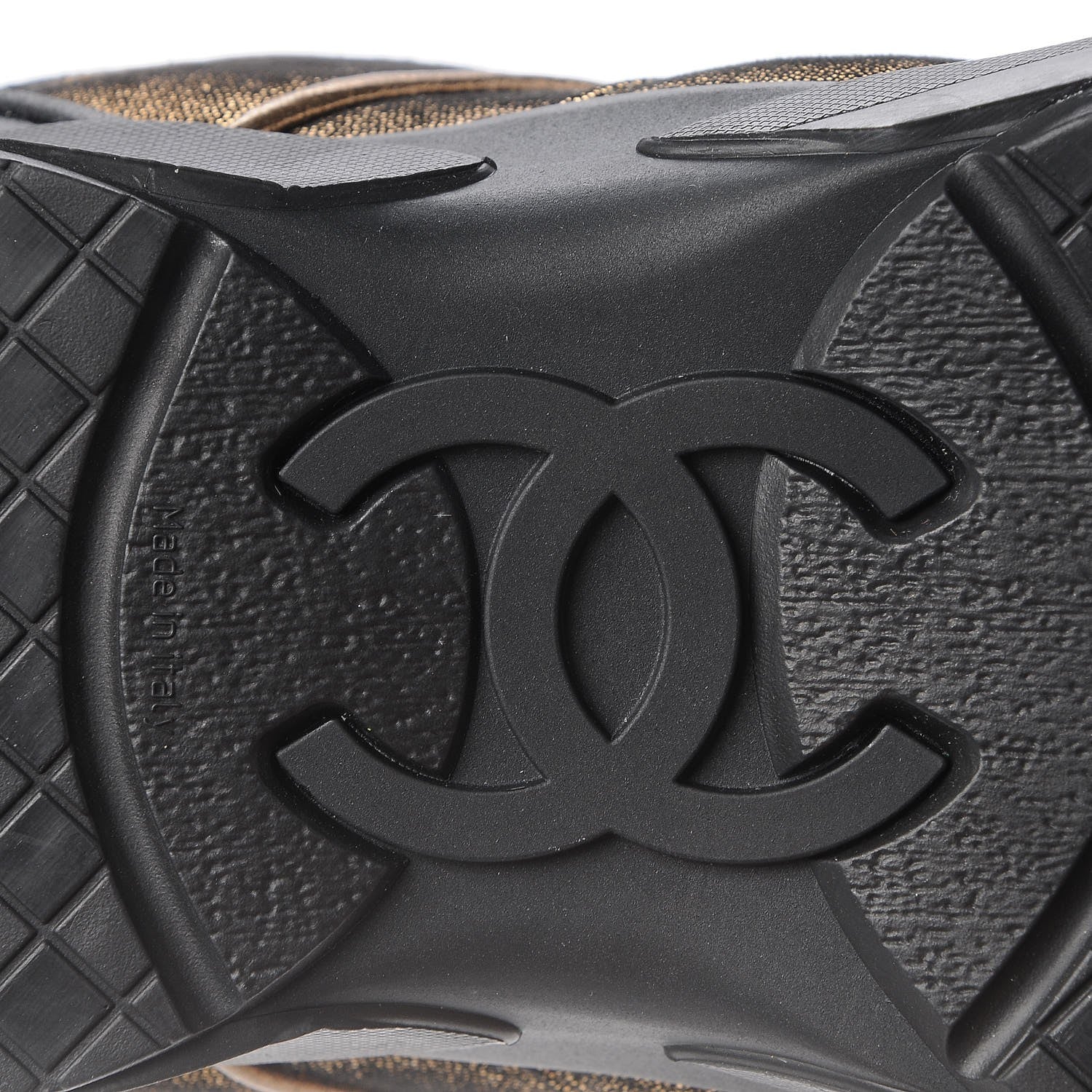 Chanel Metallic Fabric Calfskin Womens CC Sneakers 40.5 Golden Brown 7 of 9