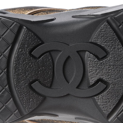 Chanel Metallic Fabric Calfskin Womens CC Sneakers 40.5 Golden Brown 7 of 9