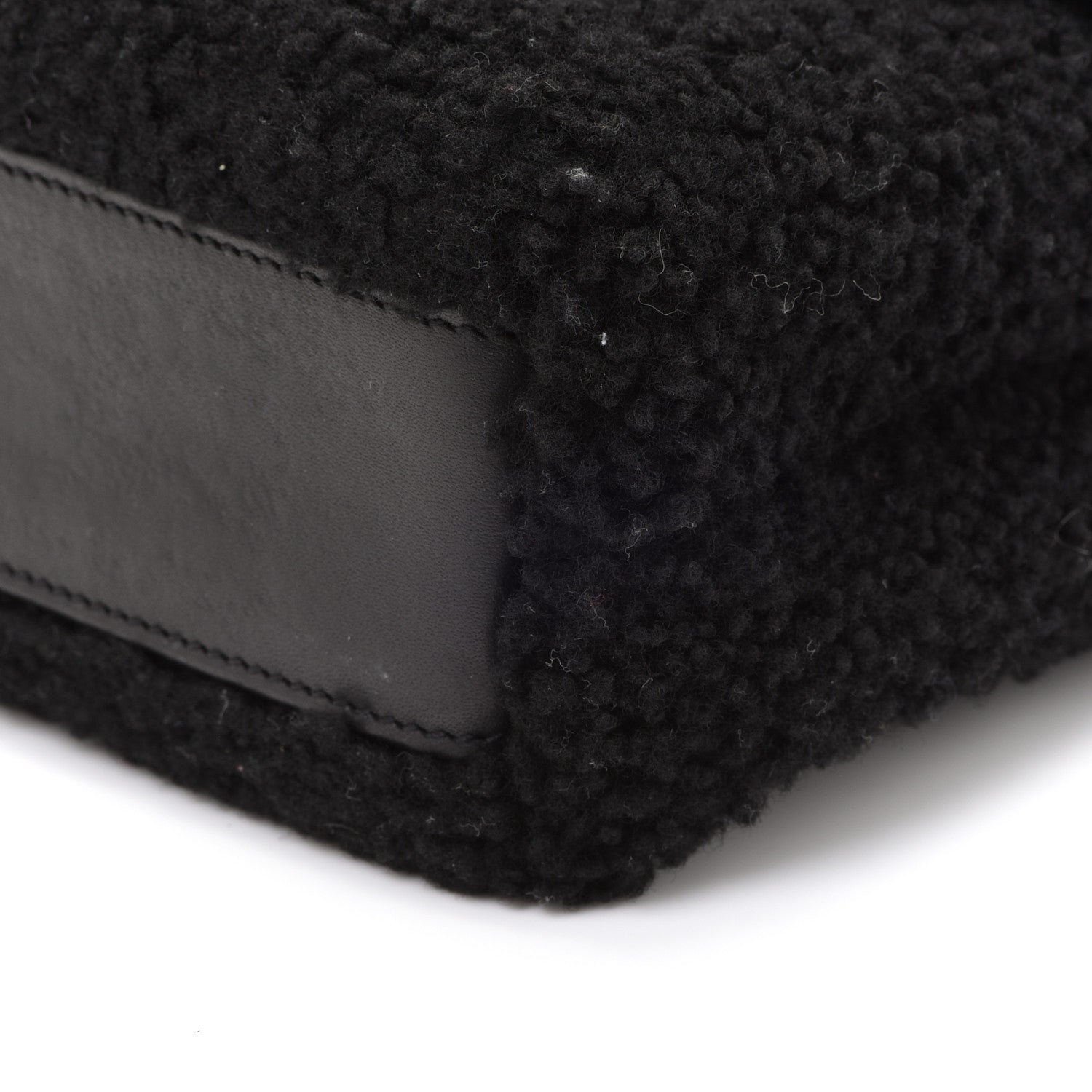 Saint Laurent Shearling Toy Loulou Shoulder Bag Black 9 of 12