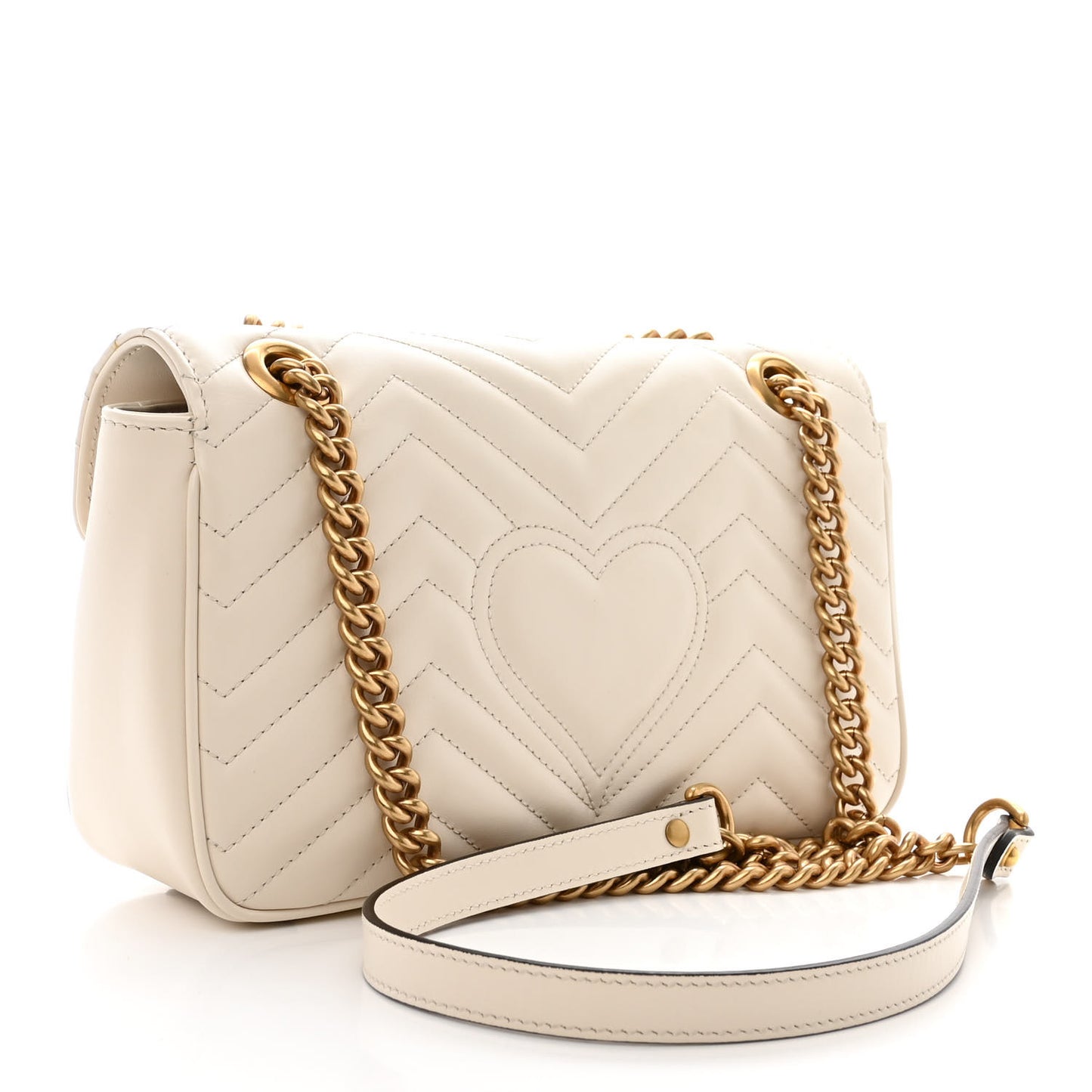 Calfskin Matelasse Small GG Marmont Shoulder Bag White