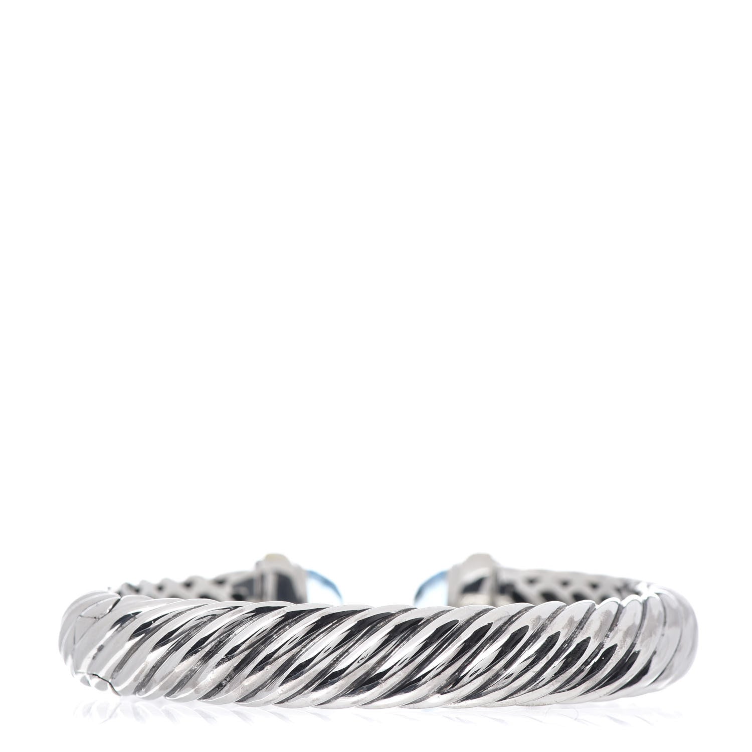David Yurman Sterling Silver 18K Yellow Gold Blue Topaz Waverly Bracelet 3 of 5