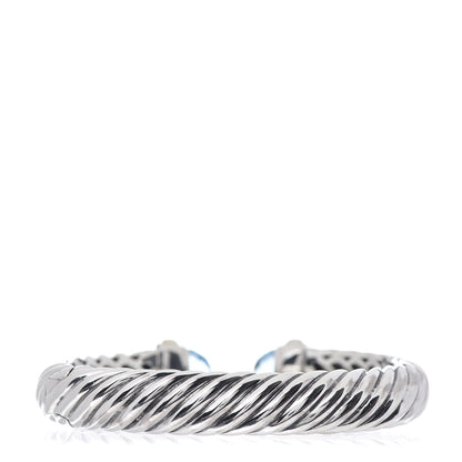 David Yurman Sterling Silver 18K Yellow Gold Blue Topaz Waverly Bracelet 3 of 5