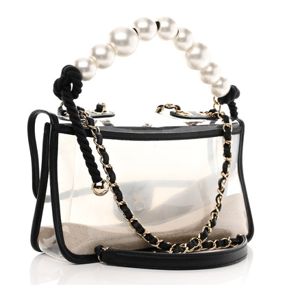 Chanel Lambskin PVC Sand By The Sea Flap With Pearl Strap Black 3 of 11