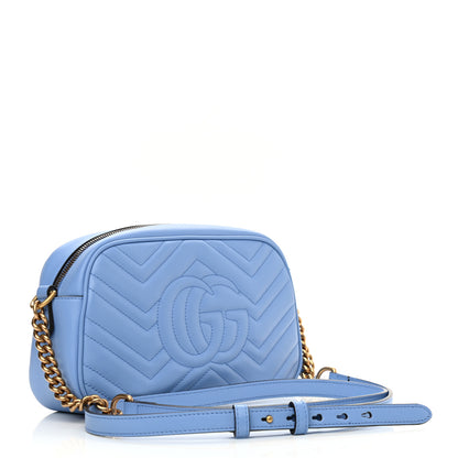 Gucci Calfskin Matelasse Small GG Marmont Chain Shoulder Bag Clear Sky Blue 3 of 10