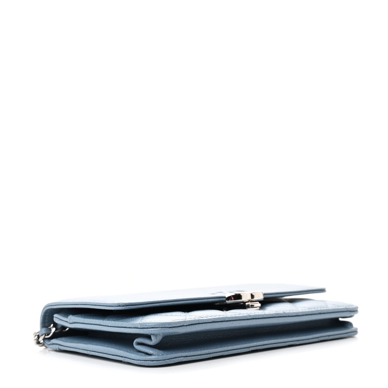 Chanel Grained Calfskin Quilted CC Box Wallet On Chain WOC Blue 4 of 14