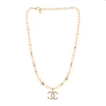 Chanel Pearl Crystal CC Star Choker Necklace Gold 3 of 6