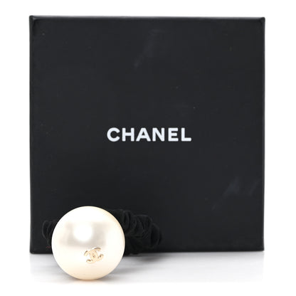 Chanel Pearl CC Hair Tie Black Gold Pearly White 6 of 6