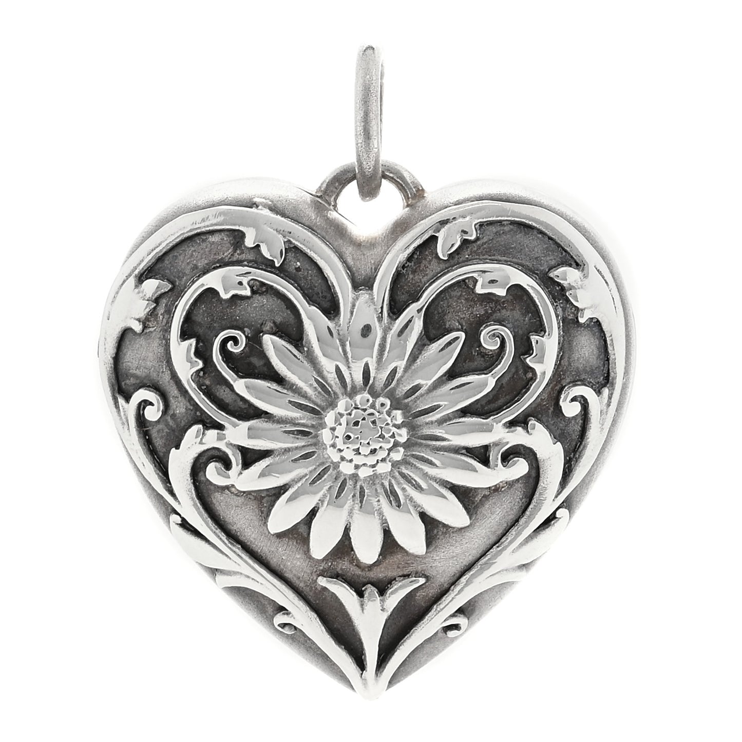 Sterling Silver Ziegfeld Daisy Heart Locket Pendant