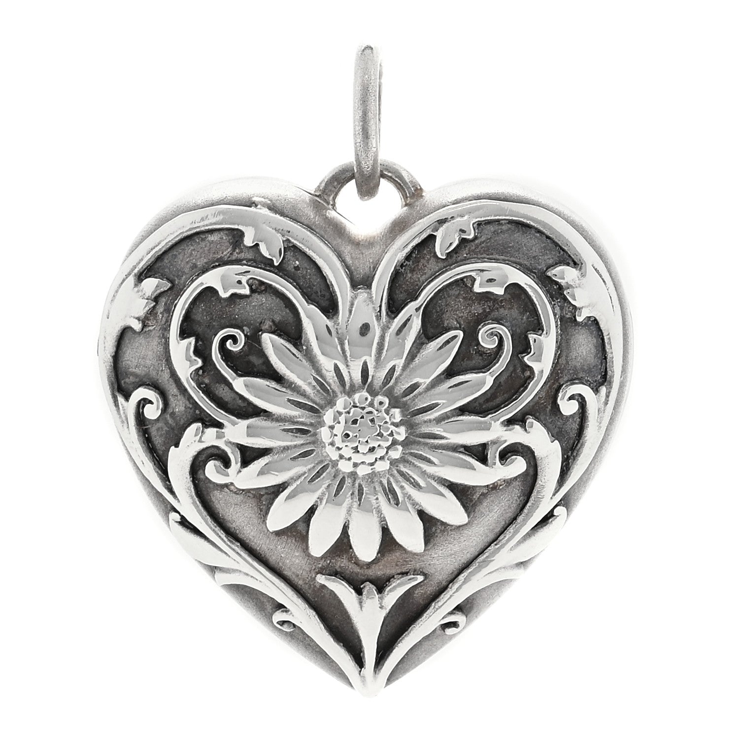 Tiffany Sterling Silver Ziegfeld Daisy Heart Locket Pendant 1 of 4