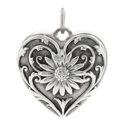 Tiffany Sterling Silver Ziegfeld Daisy Heart Locket Pendant 1 of 4