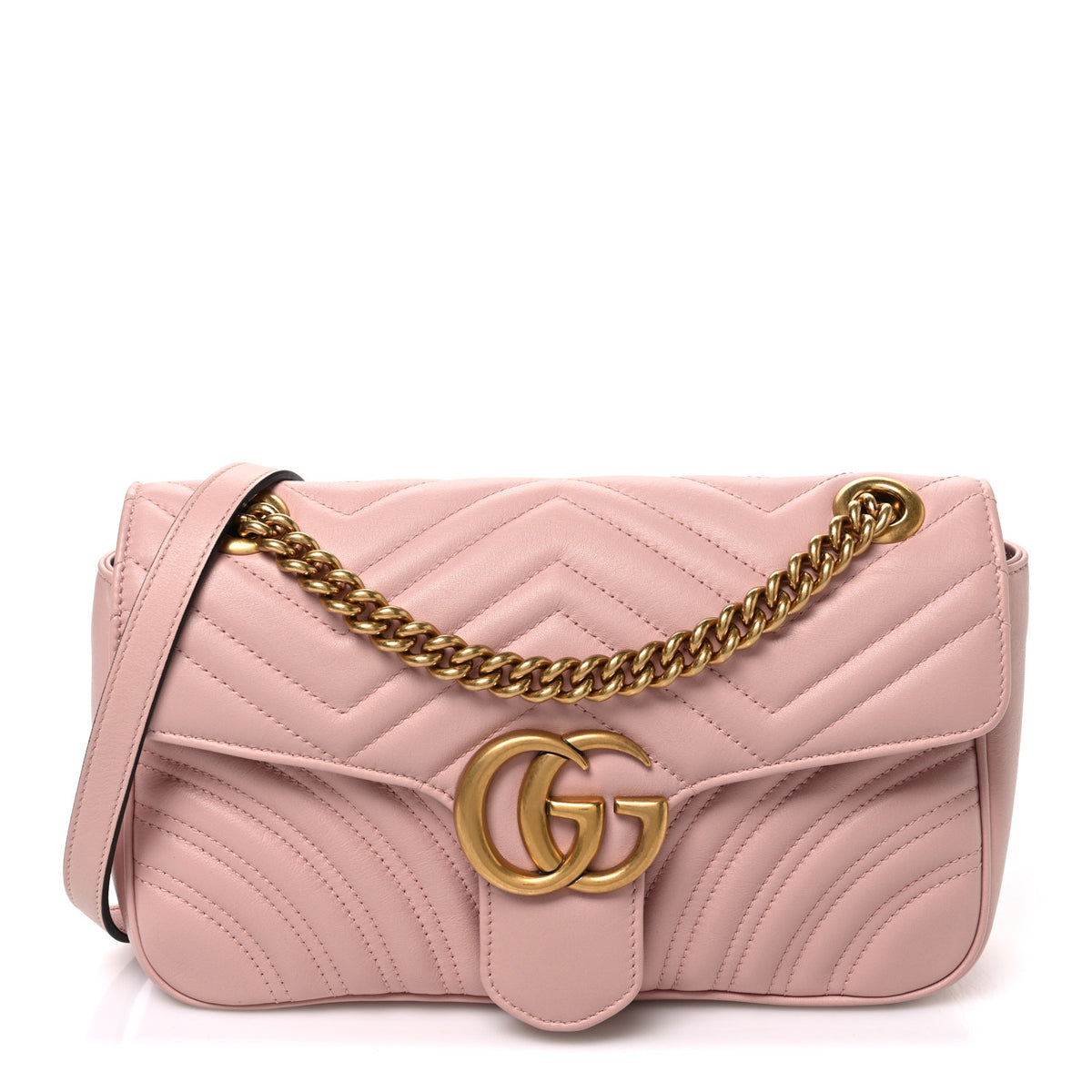 Gucci Calfskin Matelasse Small GG Marmont Shoulder Bag Perfect Pink 1 of 10