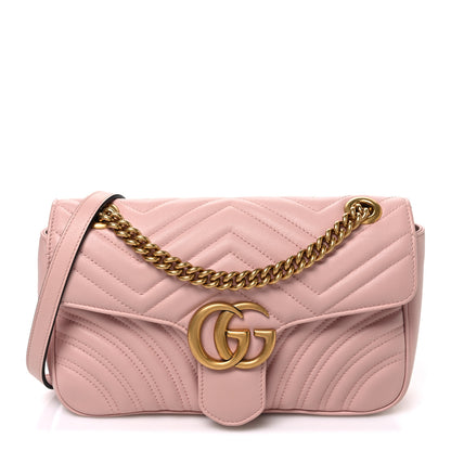 Gucci Calfskin Matelasse Small GG Marmont Shoulder Bag Perfect Pink 1 of 10