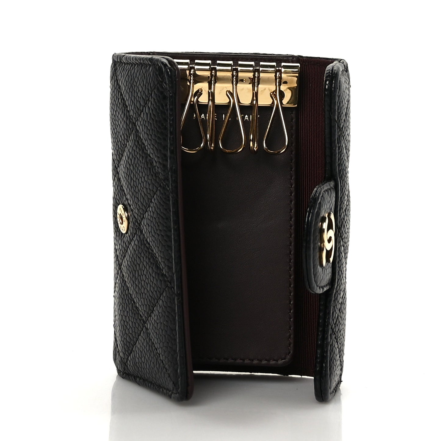 Caviar Quilted 6 Key Holder Black