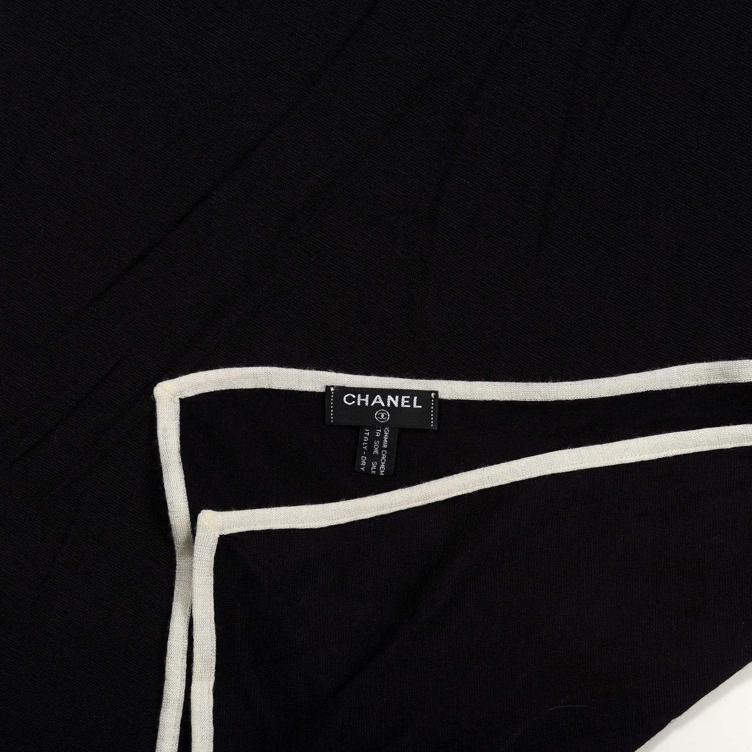 Chanel Cashmere Silk CC Scarf Black 4 of 4