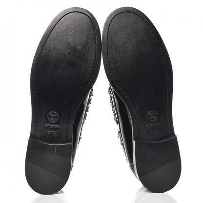 Chanel Patent Calfskin CC Chain Mocassin Loafers 38.5 Black 5 of 9