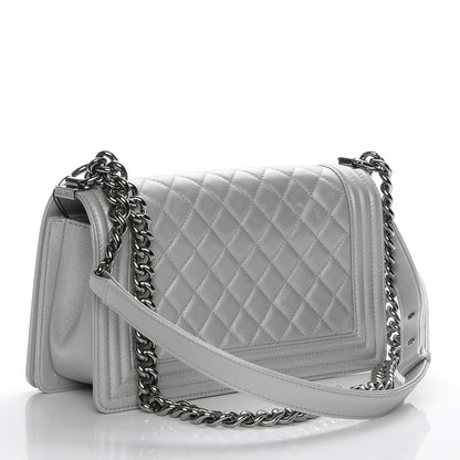 Chanel Metallic Caviar Quilted Medium Boy Flap Silver 3 of 9