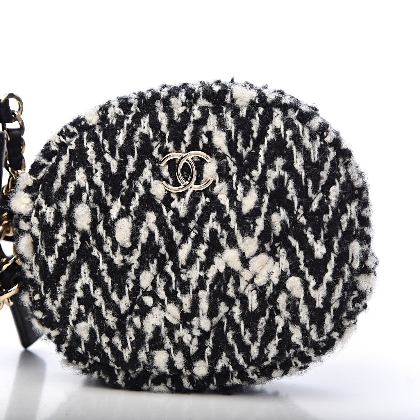 Tweed Lambskin Quilted Waist Bag With Coin Purse Black