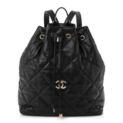 Chanel Lambskin Quilted Drawstring Backpack Black 1 of 11