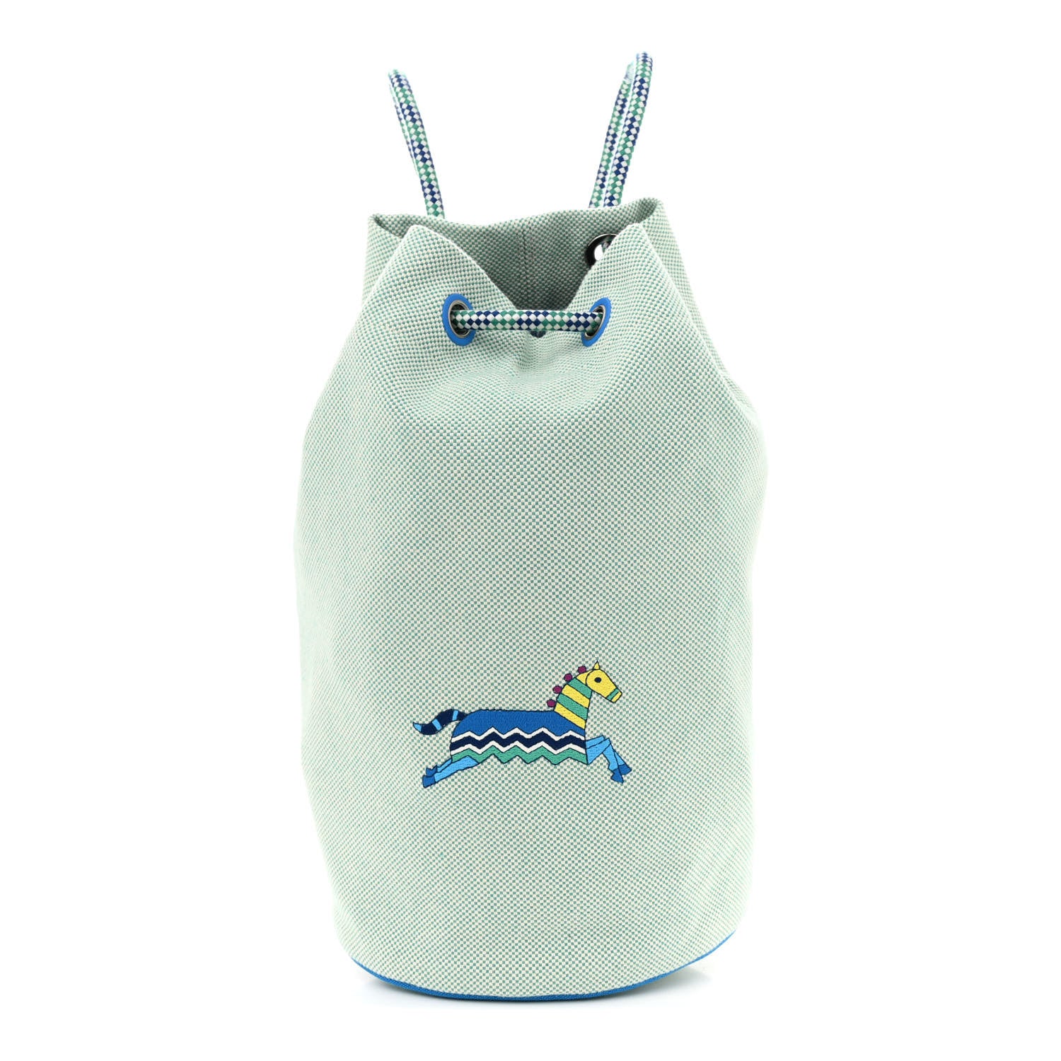Hermes Toile Canvas Epopee Embroidered Drawstring Duffle Bag Multicolor 1 of 11