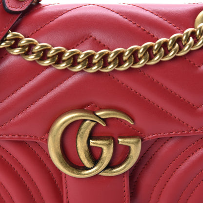 Gucci Calfskin Matelasse Mini GG Marmont Shoulder Bag Hibiscus Red 9 of 12