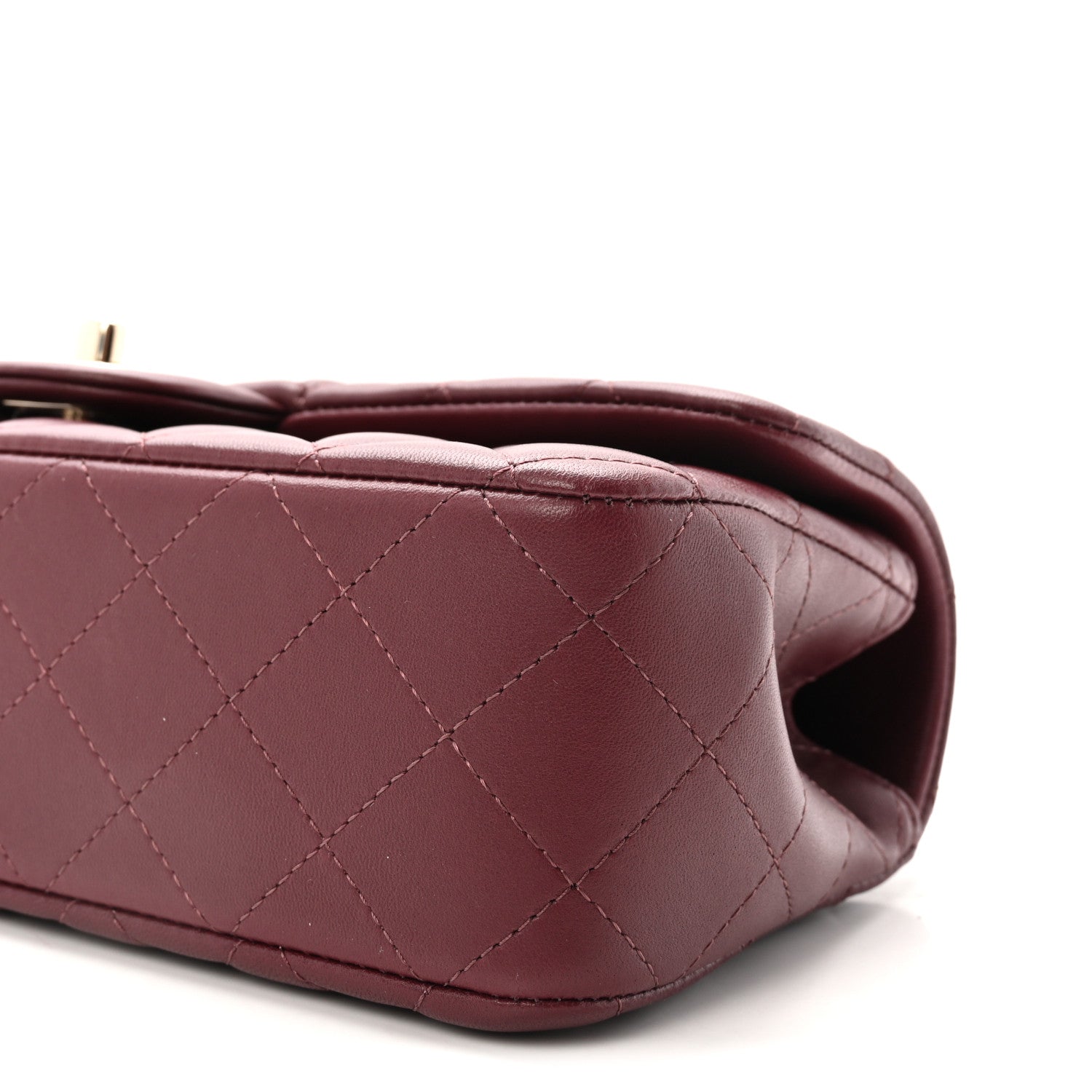 Chanel Lambskin Quilted Top Handle East West Flap Dark Burgundy 10 of 11