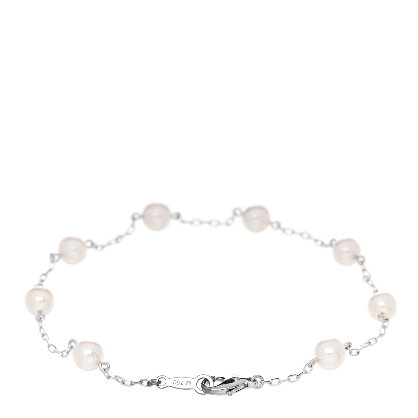18K White Gold 5-5.5mm Akoya Cultured Pearl Station Bracelet