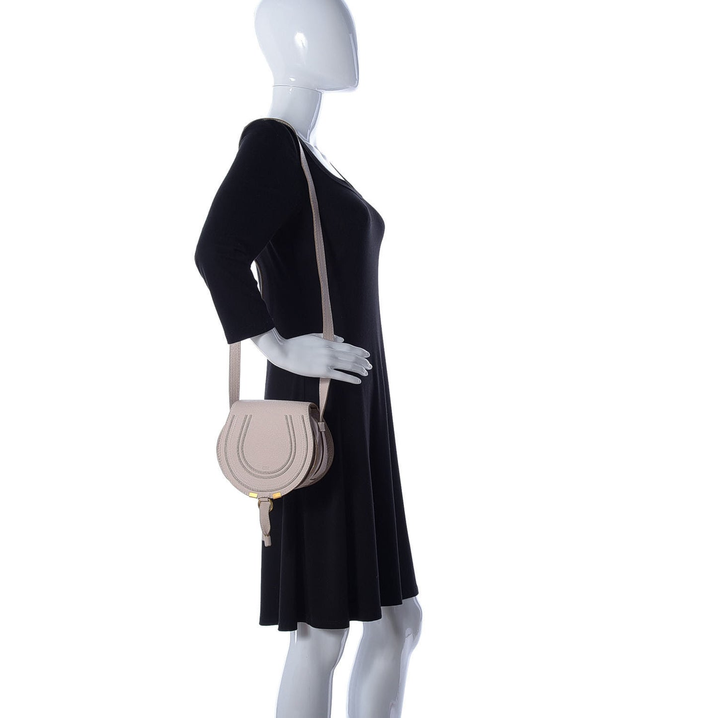 Calfskin Mini Marcie Round Crossbody Bag Abstract White