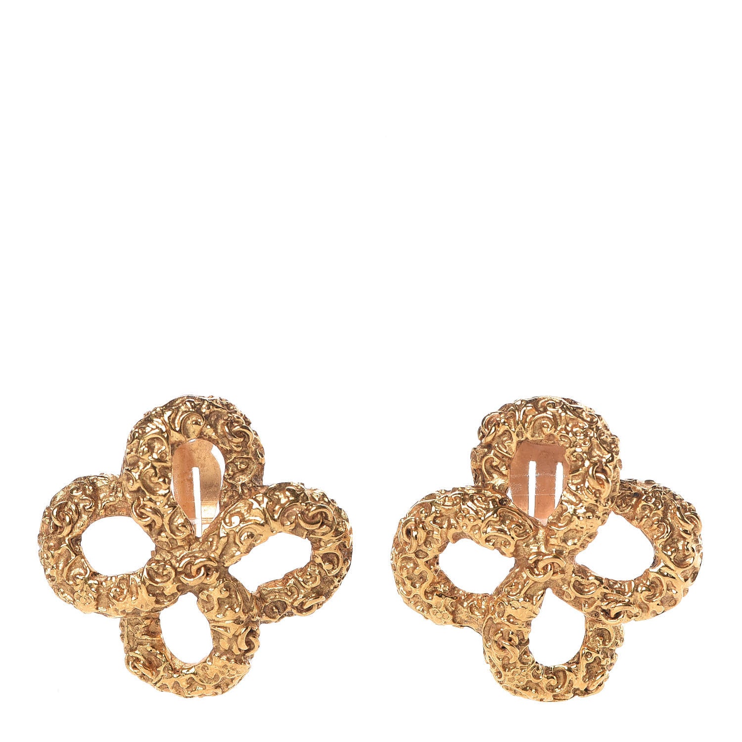 Chanel Flower CC Clip On Earrings Gold 1 of 4