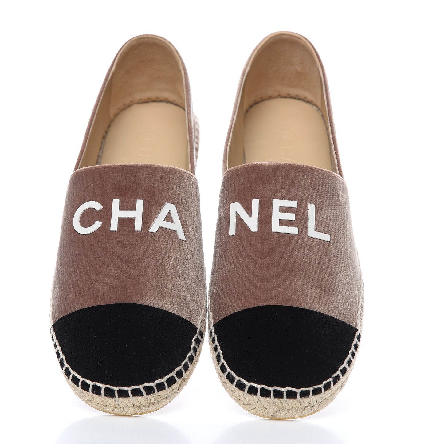 Velvet Logo Espadrilles 40 Beige Black
