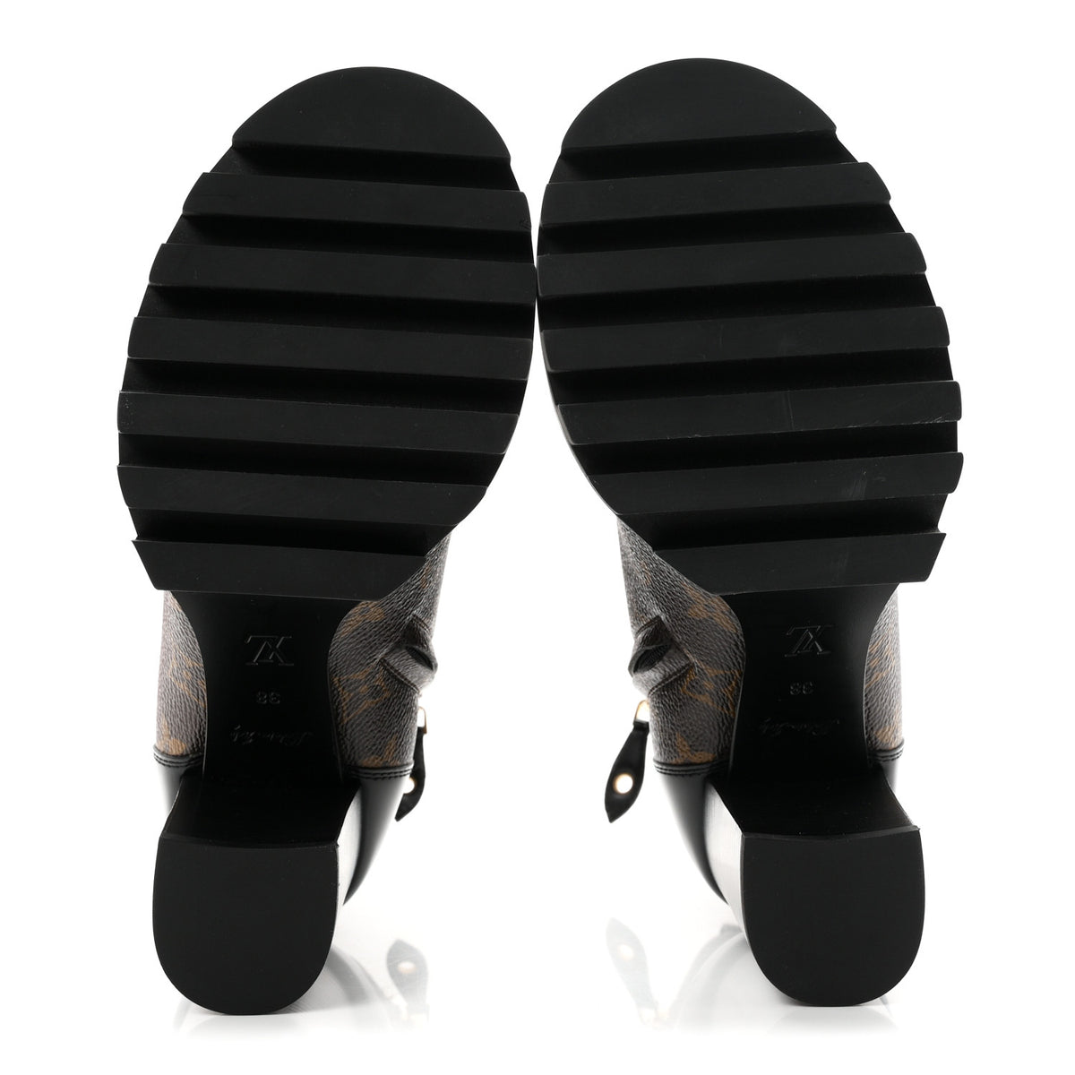 Patent Calfskin Monogram Star Trail Ankle Boots 38 Black