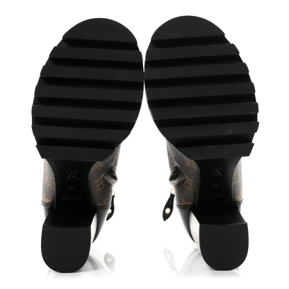 Louis Vuitton Patent Calfskin Monogram Star Trail Ankle Boots 38 Black 6 of 9