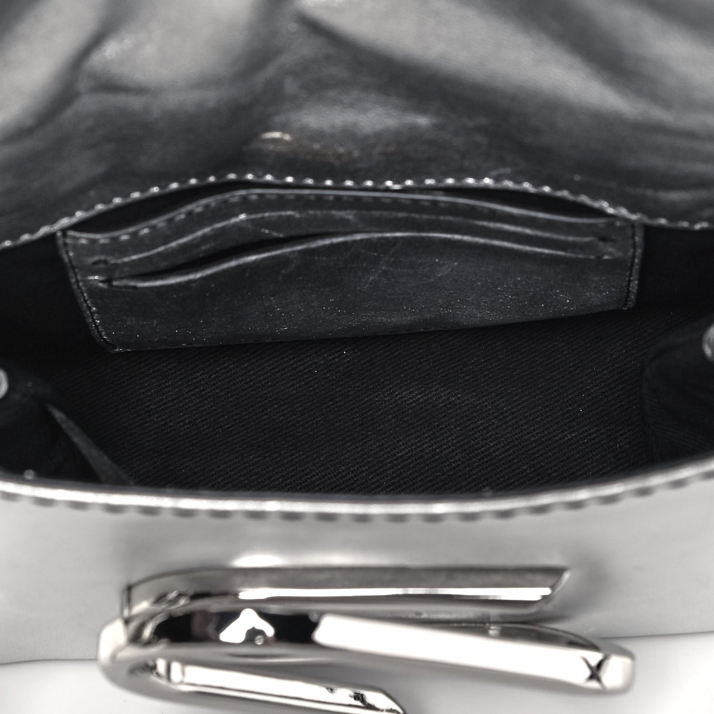 Metallic Calfskin Micro Alix Crossbody Bag Silver