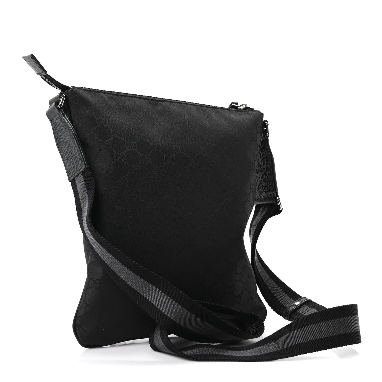 Nylon Monogram Small Flat Messenger Bag Black