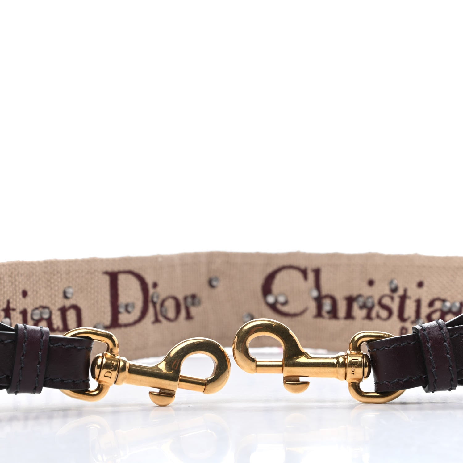 Christian Dior Oblique Studded Shoulder Strap Burgundy 3 of 4