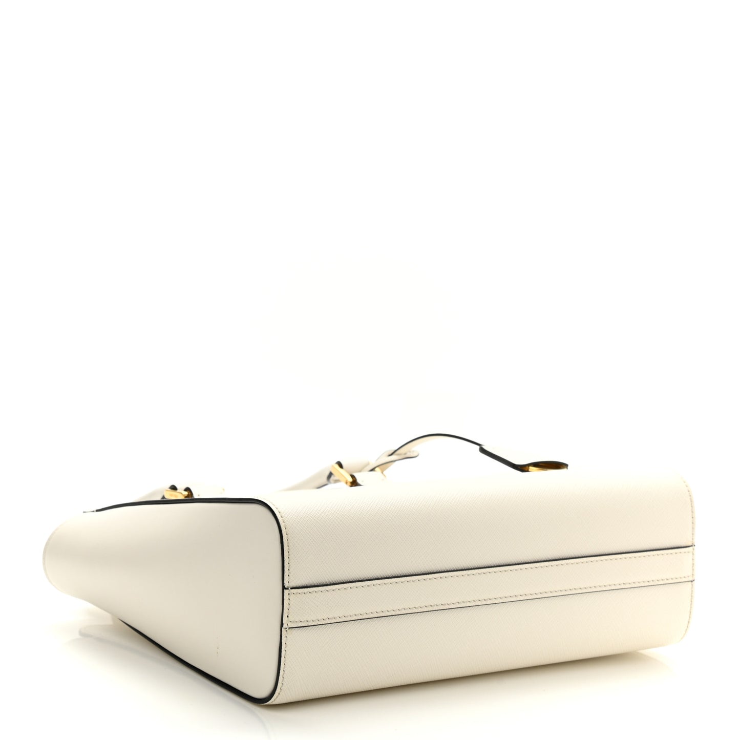 Saffiano Soft Calfskin Small Zippered Tote White