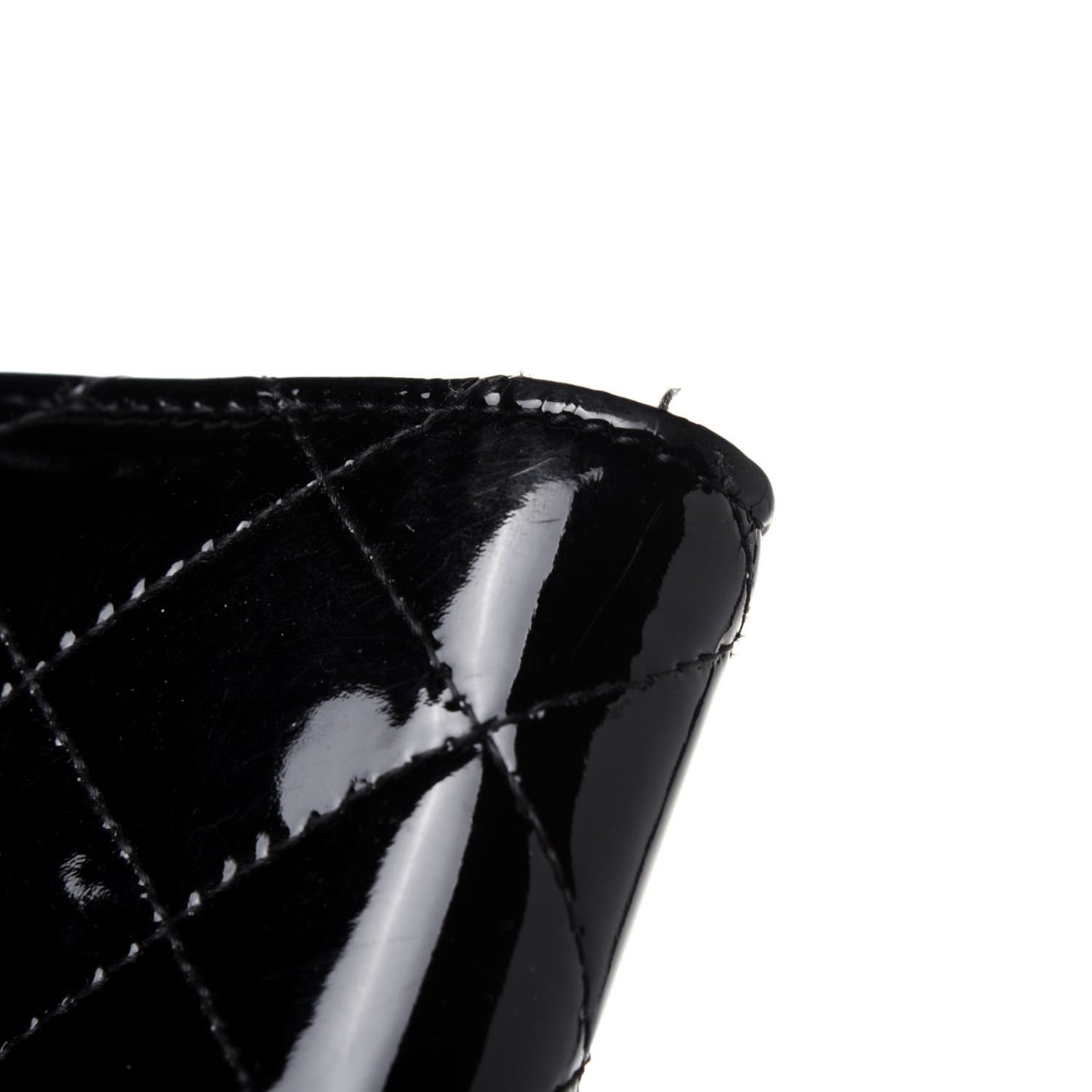 Patent Quilted Brilliant French Flap Wallet Black