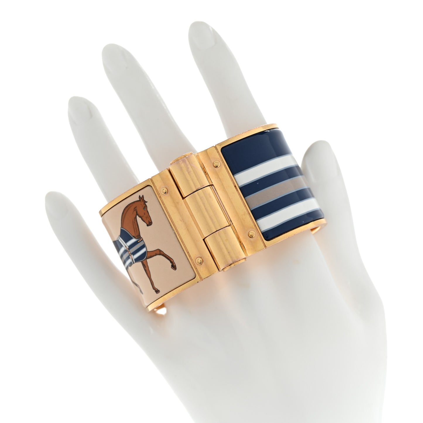 Enamel Printed Extra Wide Charniere Couvertures Nouvelles Hinged Bracelet M
