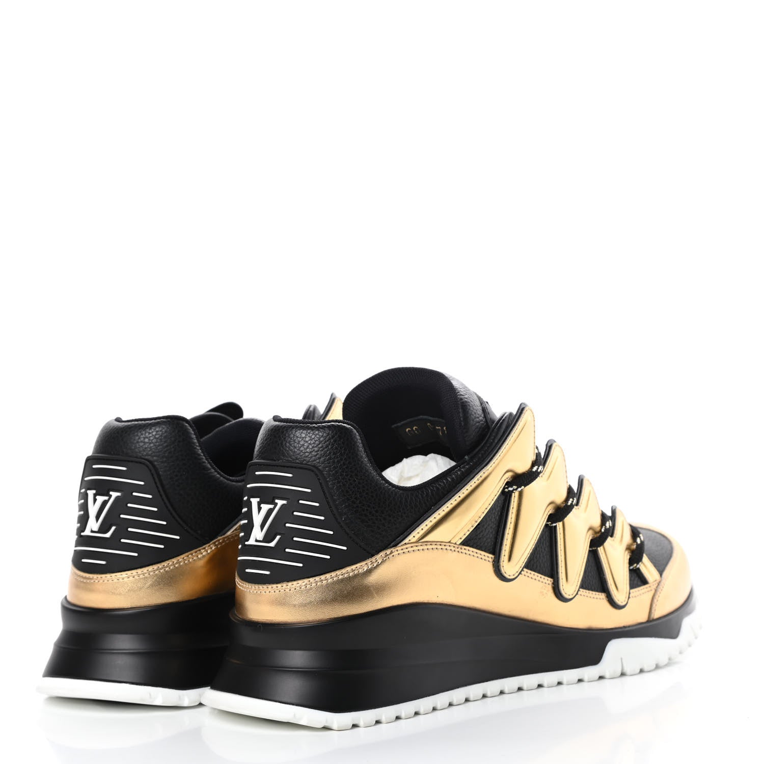 Louis Vuitton Calfskin Mens Zig Zag Sneakers 8 Black Gold 4 of 10