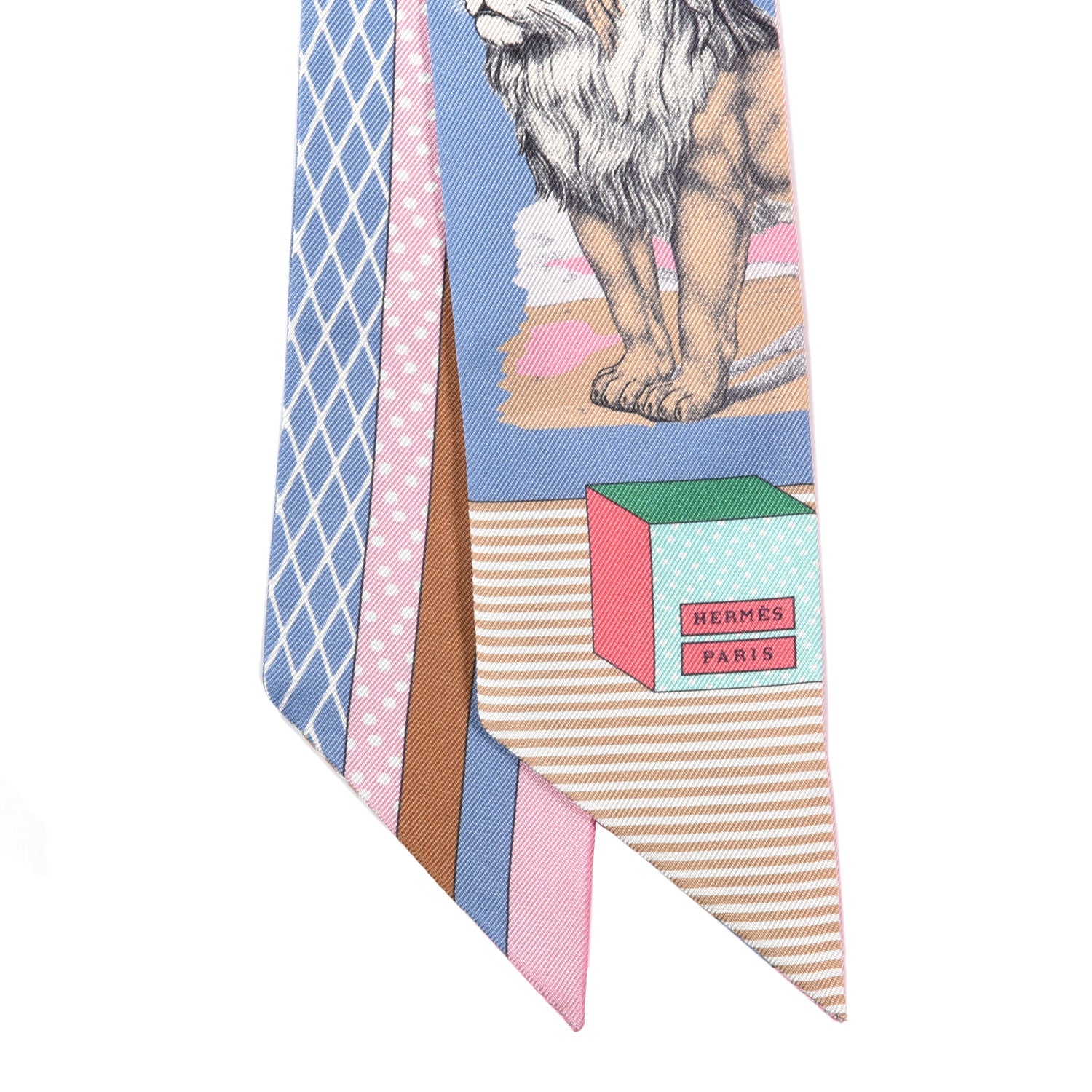 Hermes Silk Twilly Grand Theatre Nouveau Bleu Lavande Rose Vert 2 of 4