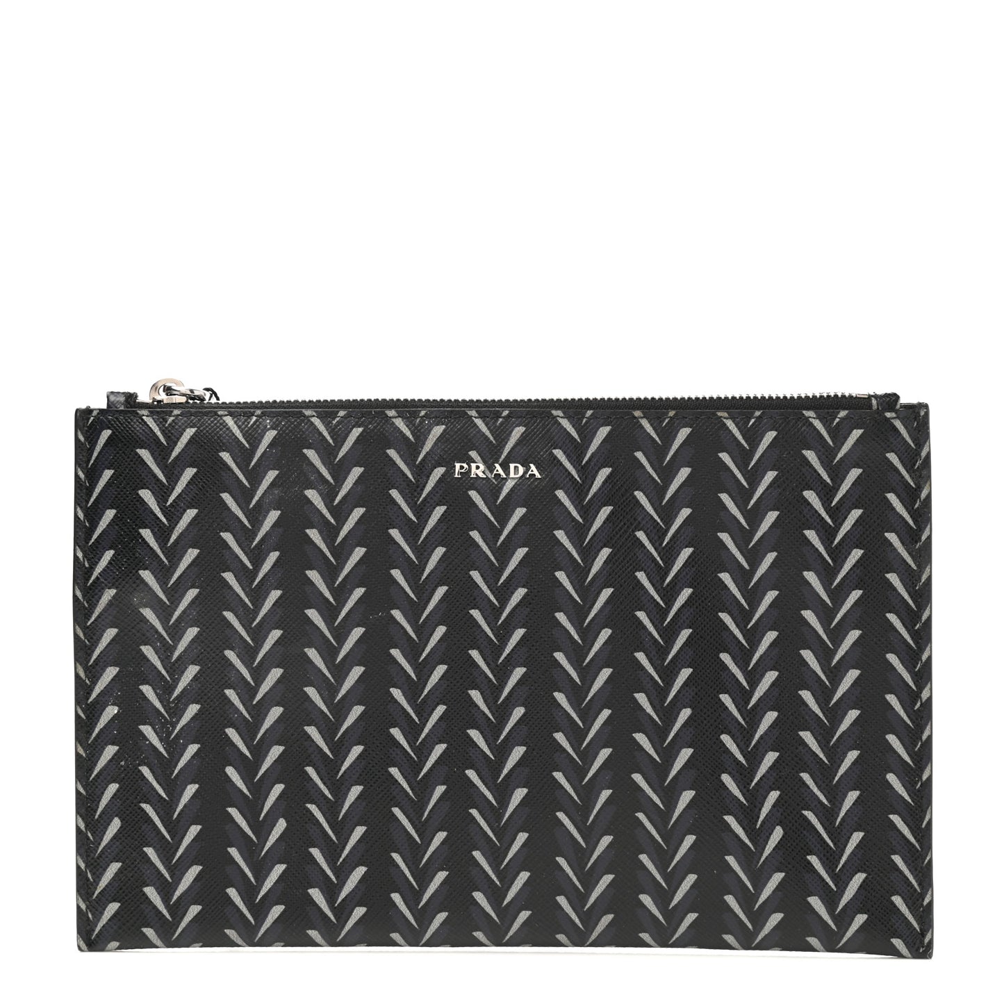 Saffiano Flat Pouch Black Grey