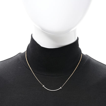 Tiffany 18K Rose Gold Diamond Small T Smile Pendant Necklace 2 of 5