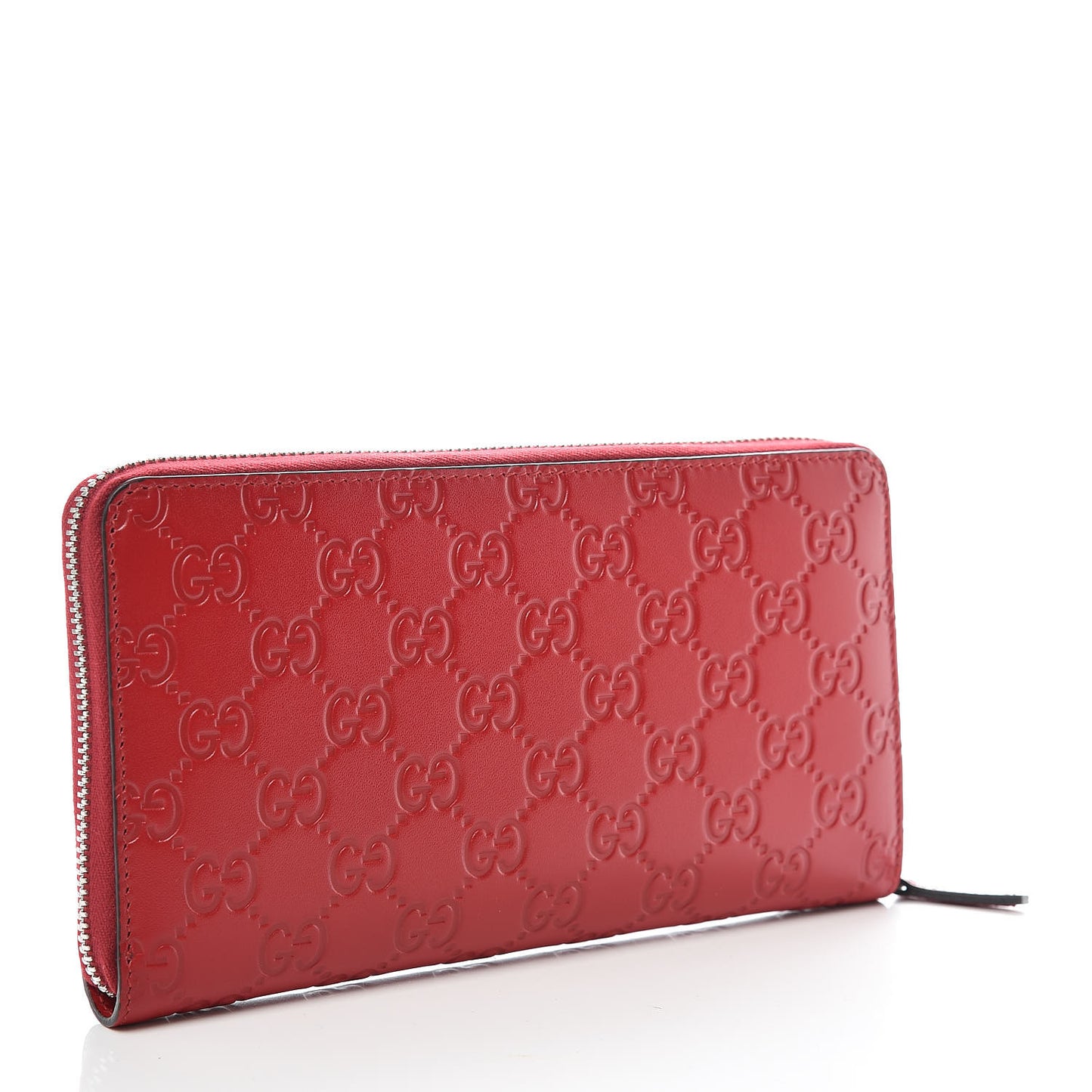 Guccissima Signature Zip Around Organizer Wallet Hibiscus Red