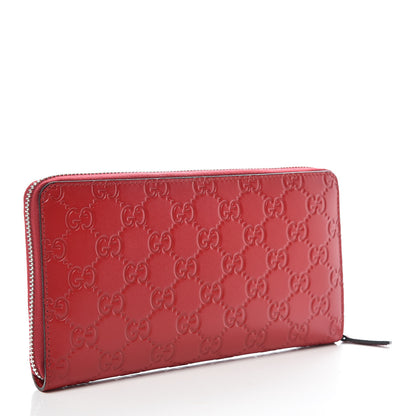 Gucci Guccissima Signature Zip Around Organizer Wallet Hibiscus Red 3 of 10