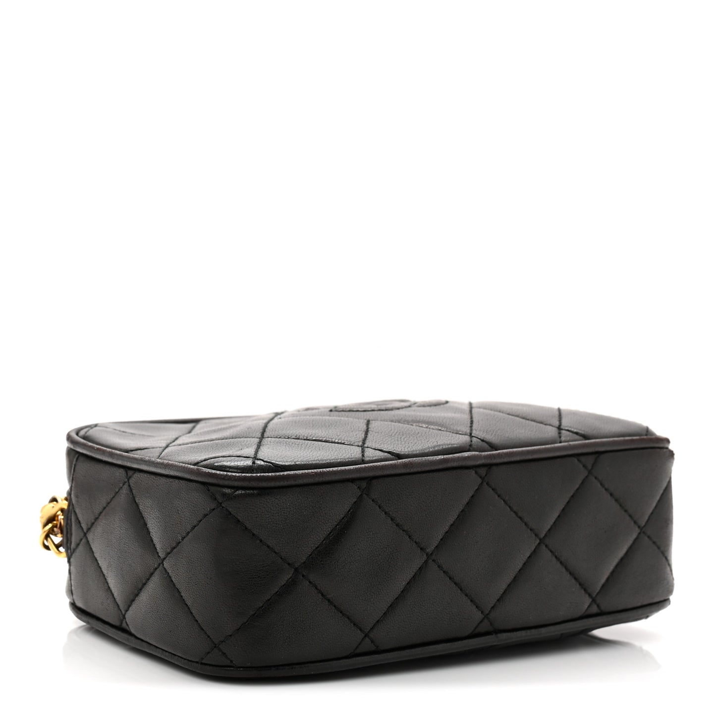 Lambskin Quilted Tassel Camera Case Black