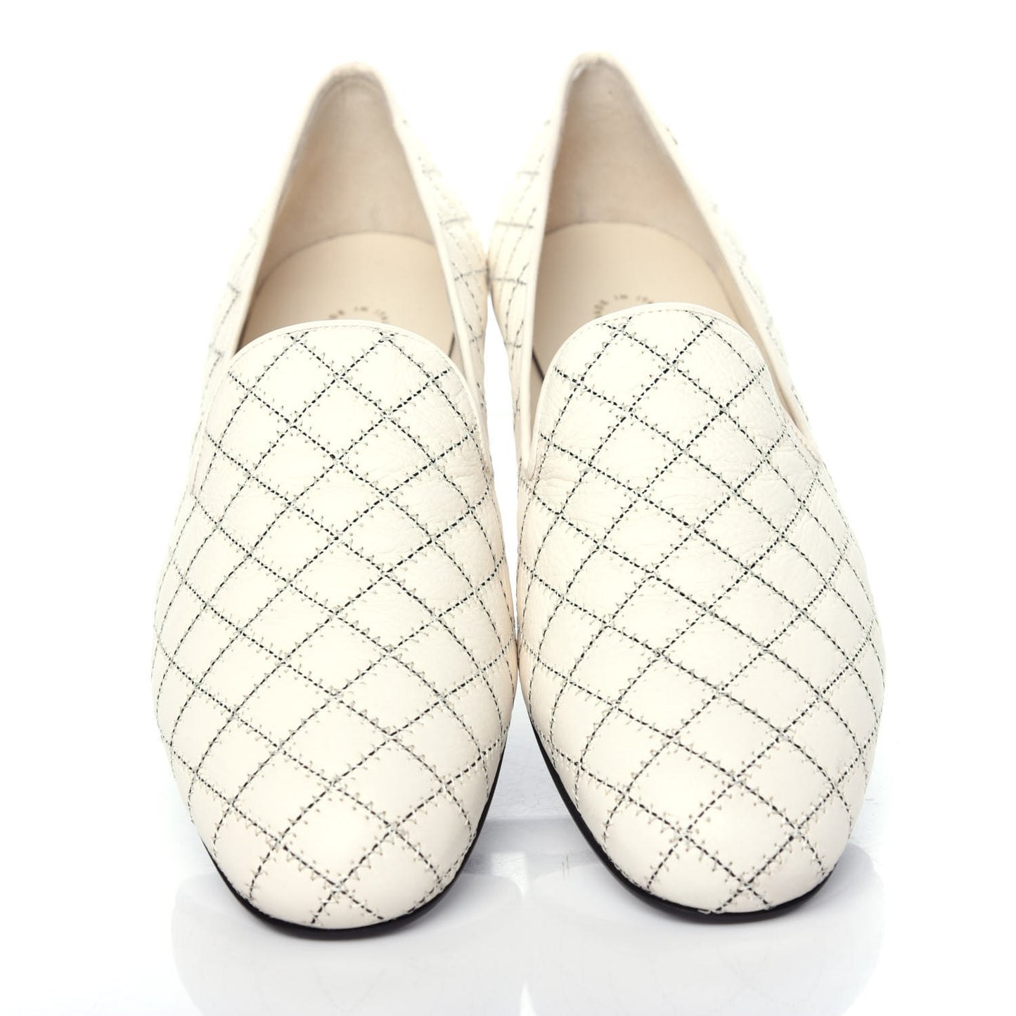Calfskin Stitched CC Loafers 39 Ivory