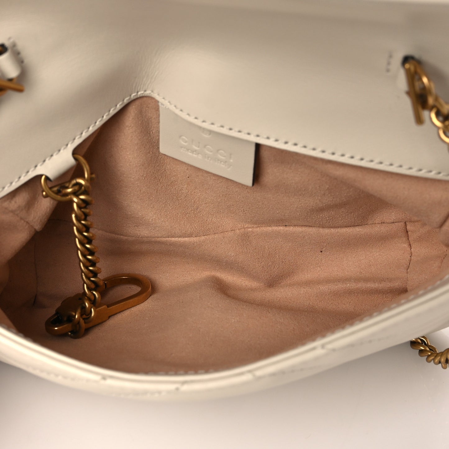 Calfskin Matelasse Super Mini GG Marmont Shoulder Bag White