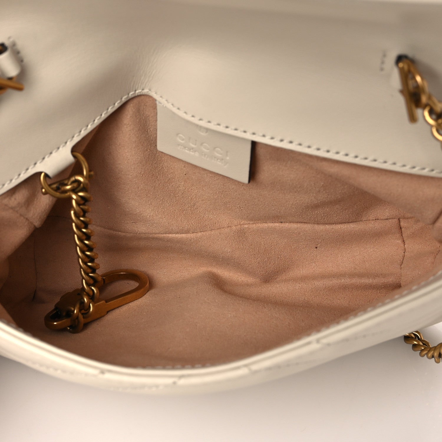 Gucci Calfskin Matelasse Super Mini GG Marmont Shoulder Bag White 5 of 10